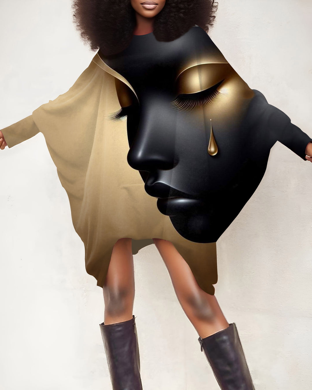 Golden Tears Art Oversized Tunic