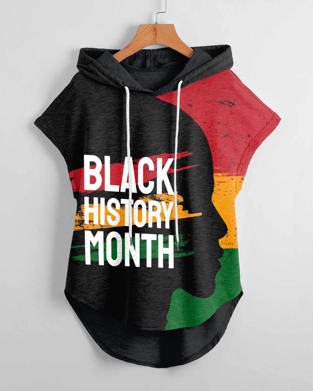Black History Mouth Reggae Color Contrast Drawstring Hooded Tee