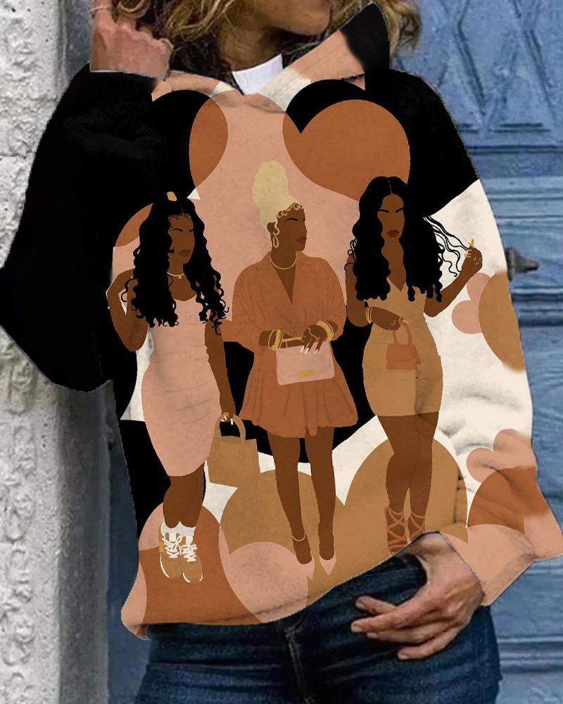 Three Brown Girls Shopping Long Sleeves Hoodie
