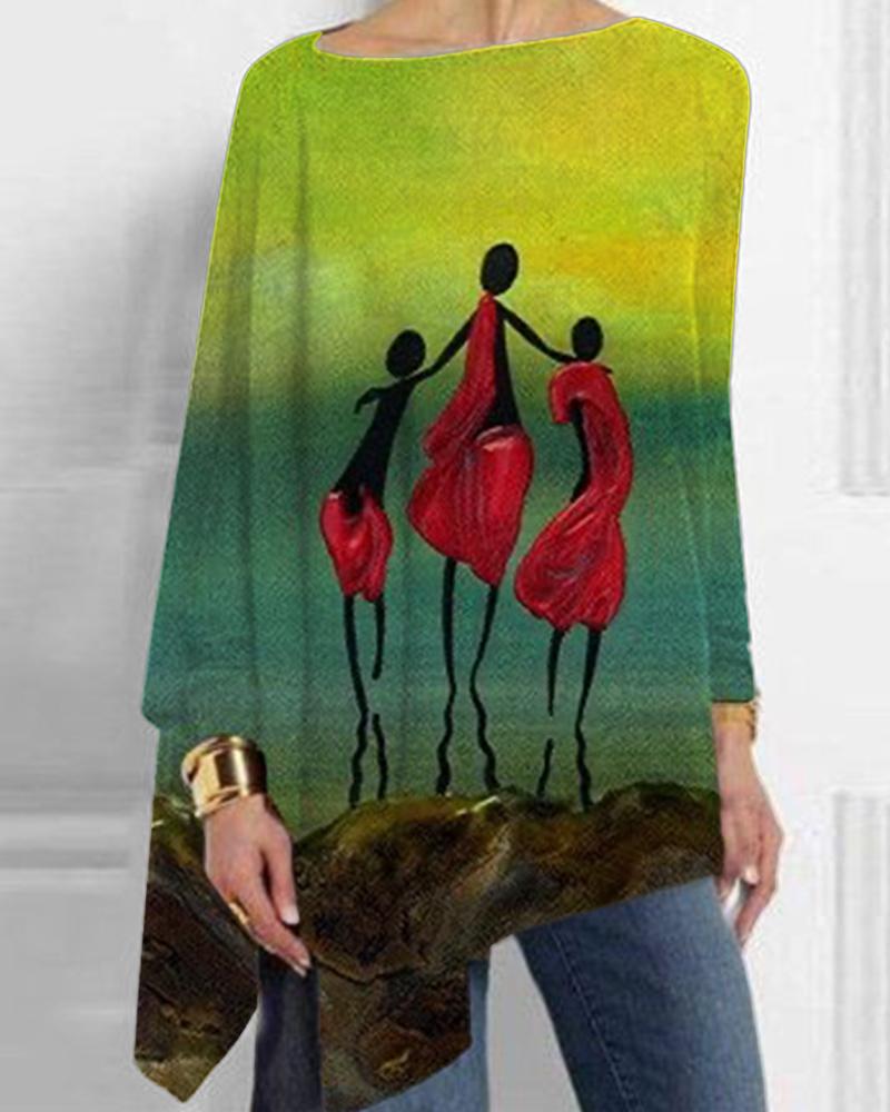 Art Three Blacks Comic Print Cropped Hem Top
