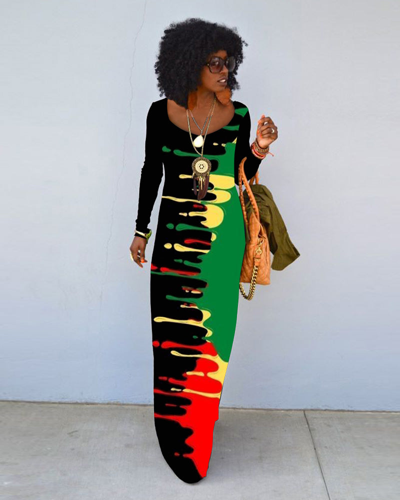Juneteenth Crew Neck Long Sleeve Dress