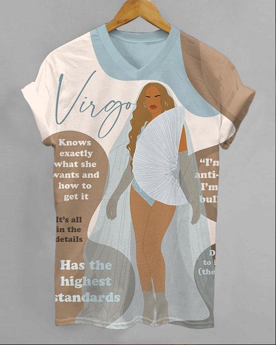Virgo Girly Season Unisex V-neck Short Sleeve Tshirt