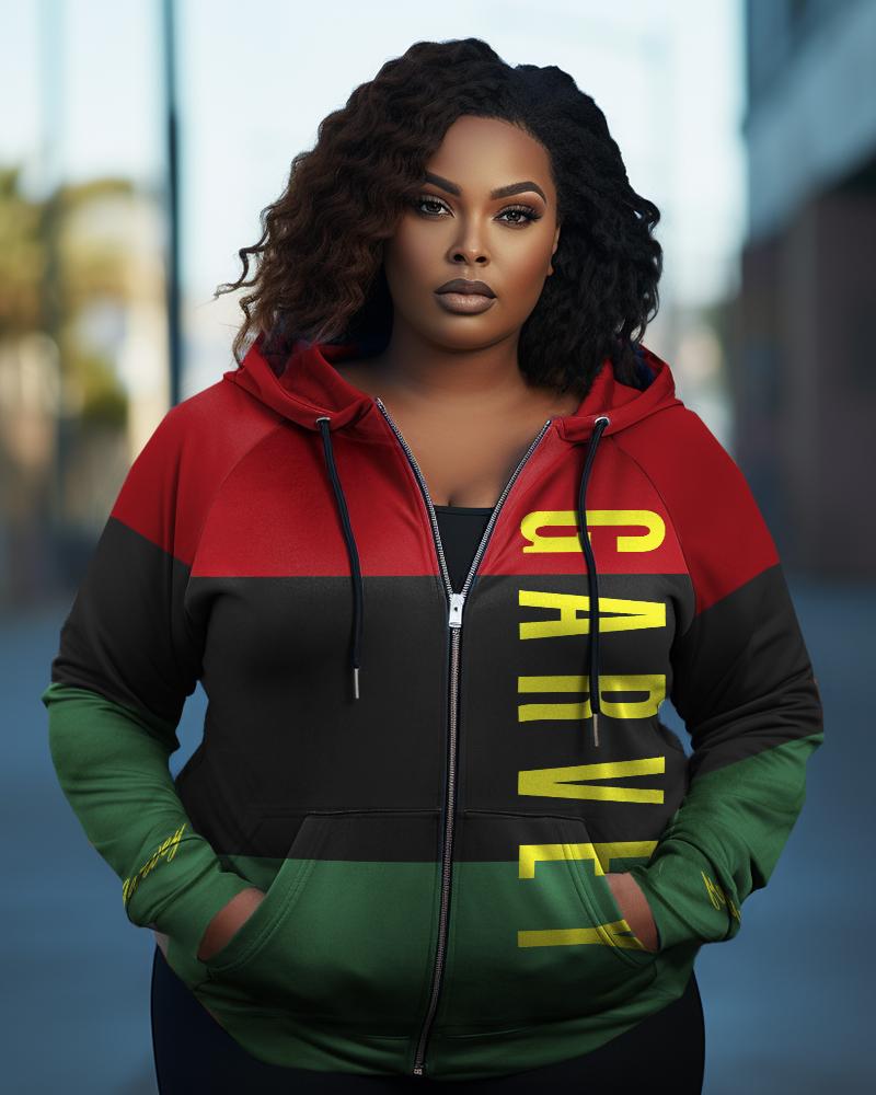 Marcus Garvey Women Zip Hood Long Sleeves Hoodie