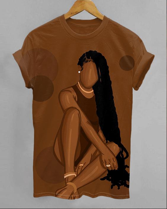 Girl with Brown Braids and Long Hair Short Sleeve Tshirt