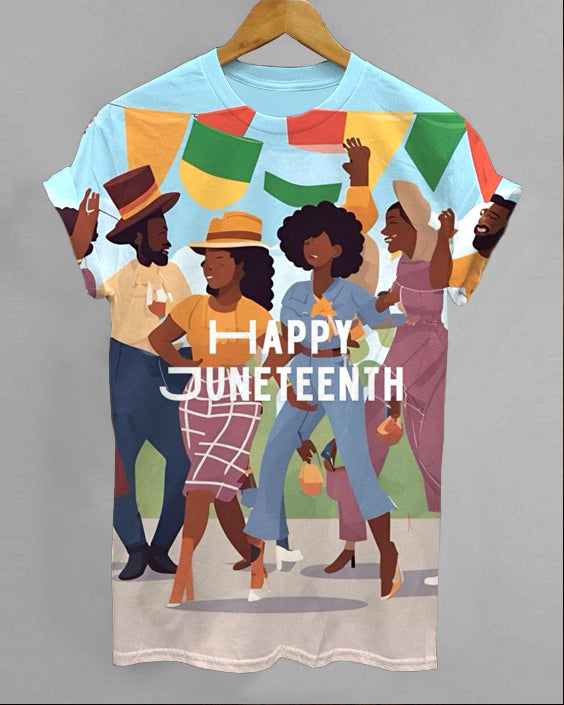 Happy Juneteenth Crew Neck Short Sleeve T-shirt