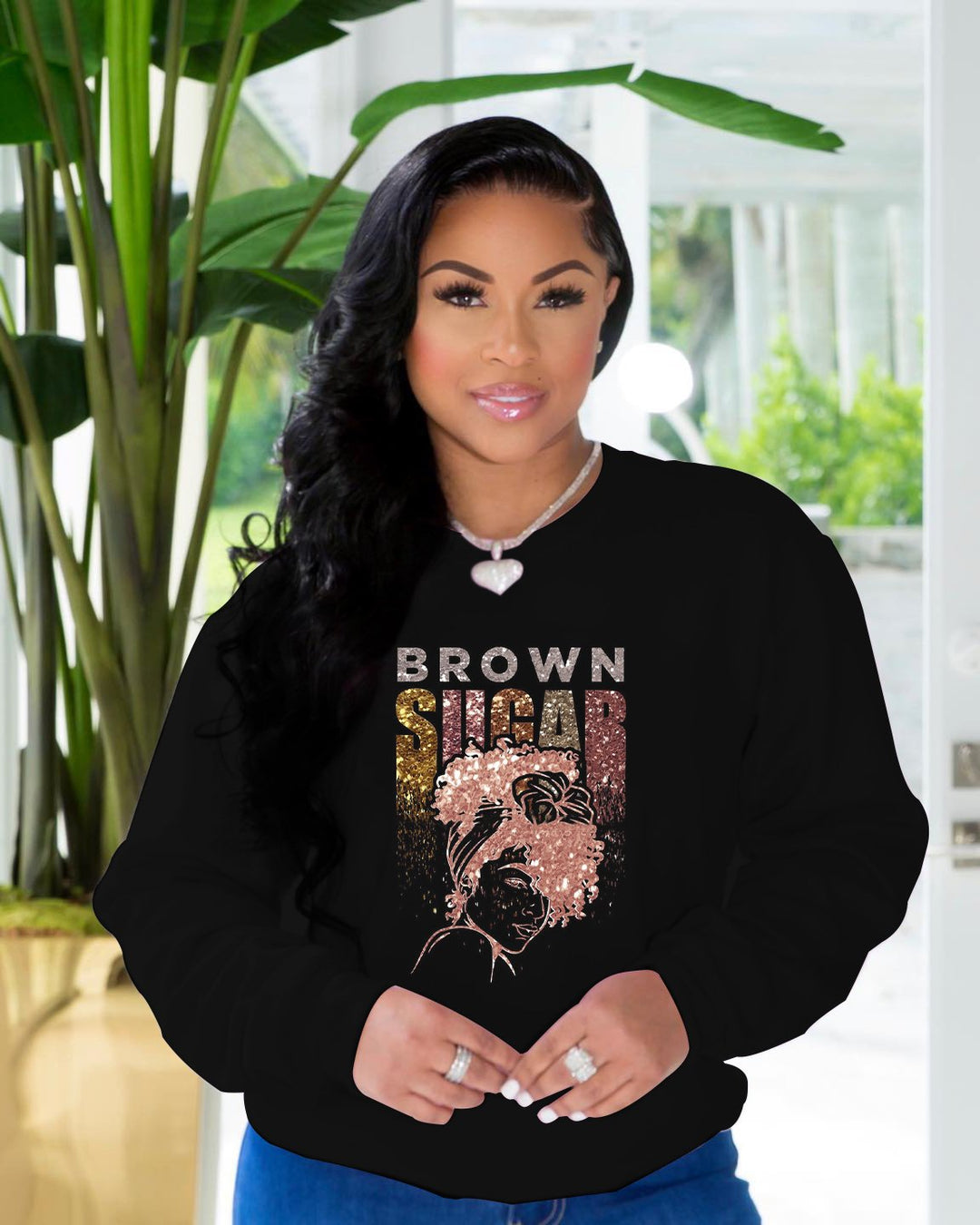 Brown Sugar Sparkles Women Long Sleeve Sweatshirt