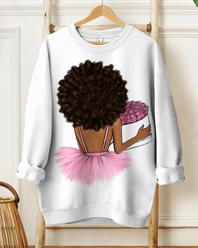 Ballerina Round Neck Print Sweatshirt