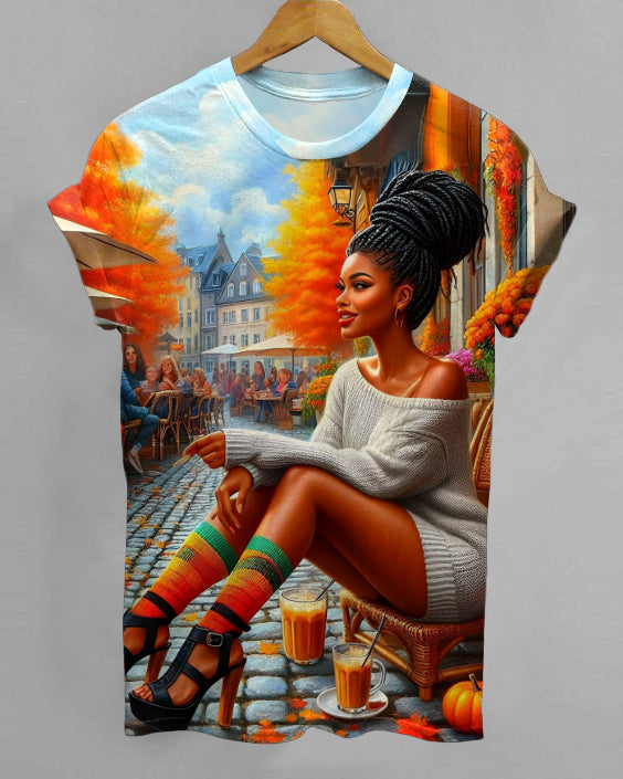 Natural Hair Girl Crew Neck Short Sleeve T-shirt