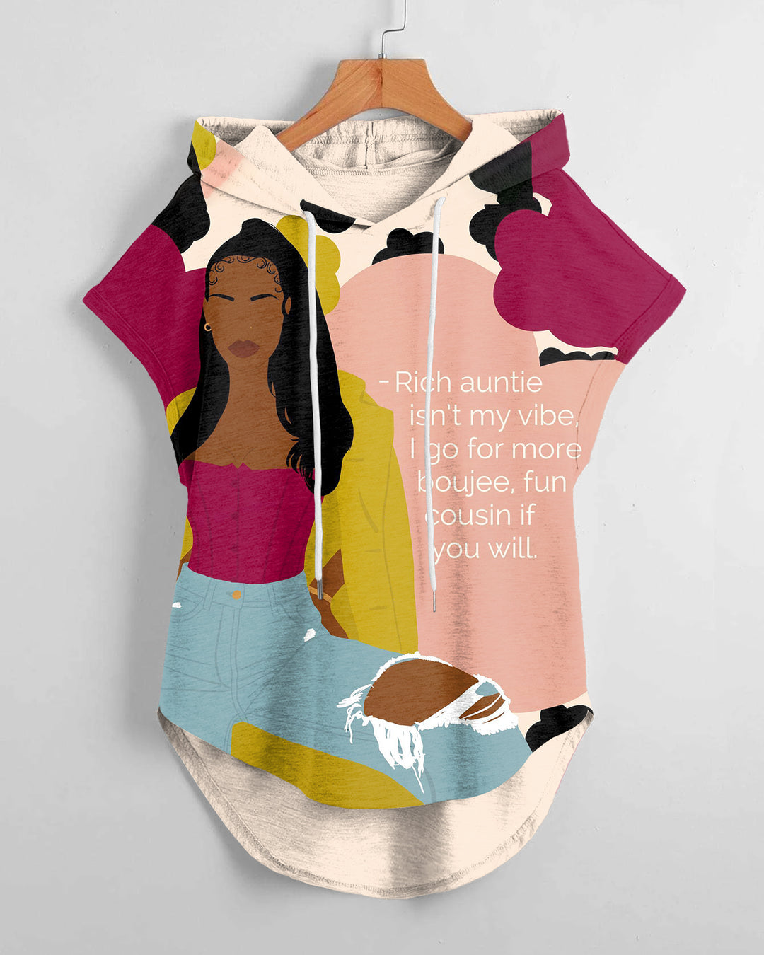 Rich Auntie Hem Drawstring Hooded Tee