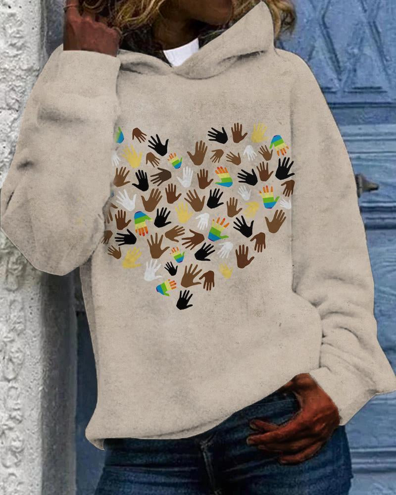 Heart black palm print hoodie