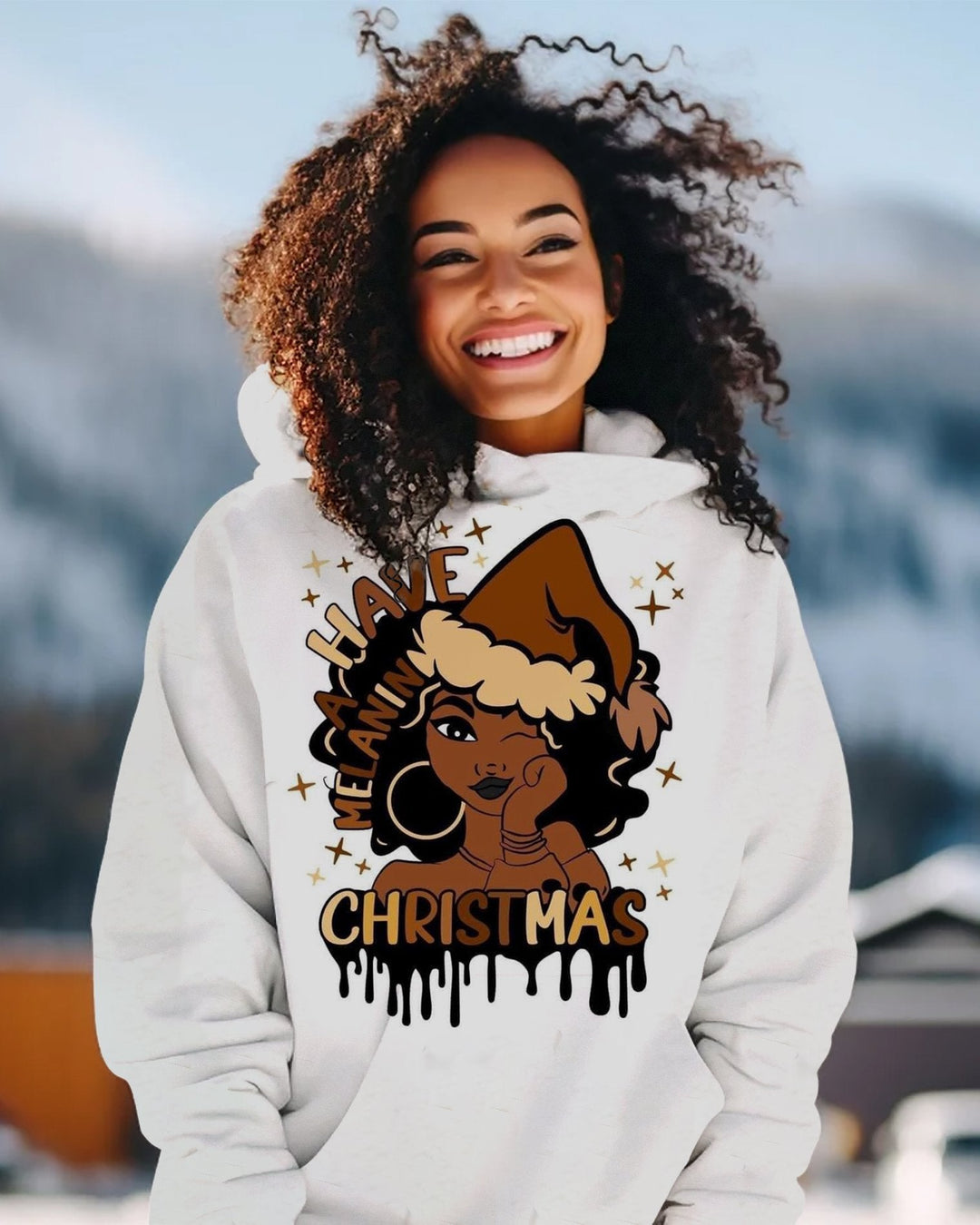 Brown Girl Christmas Long Sleeves Hoodie