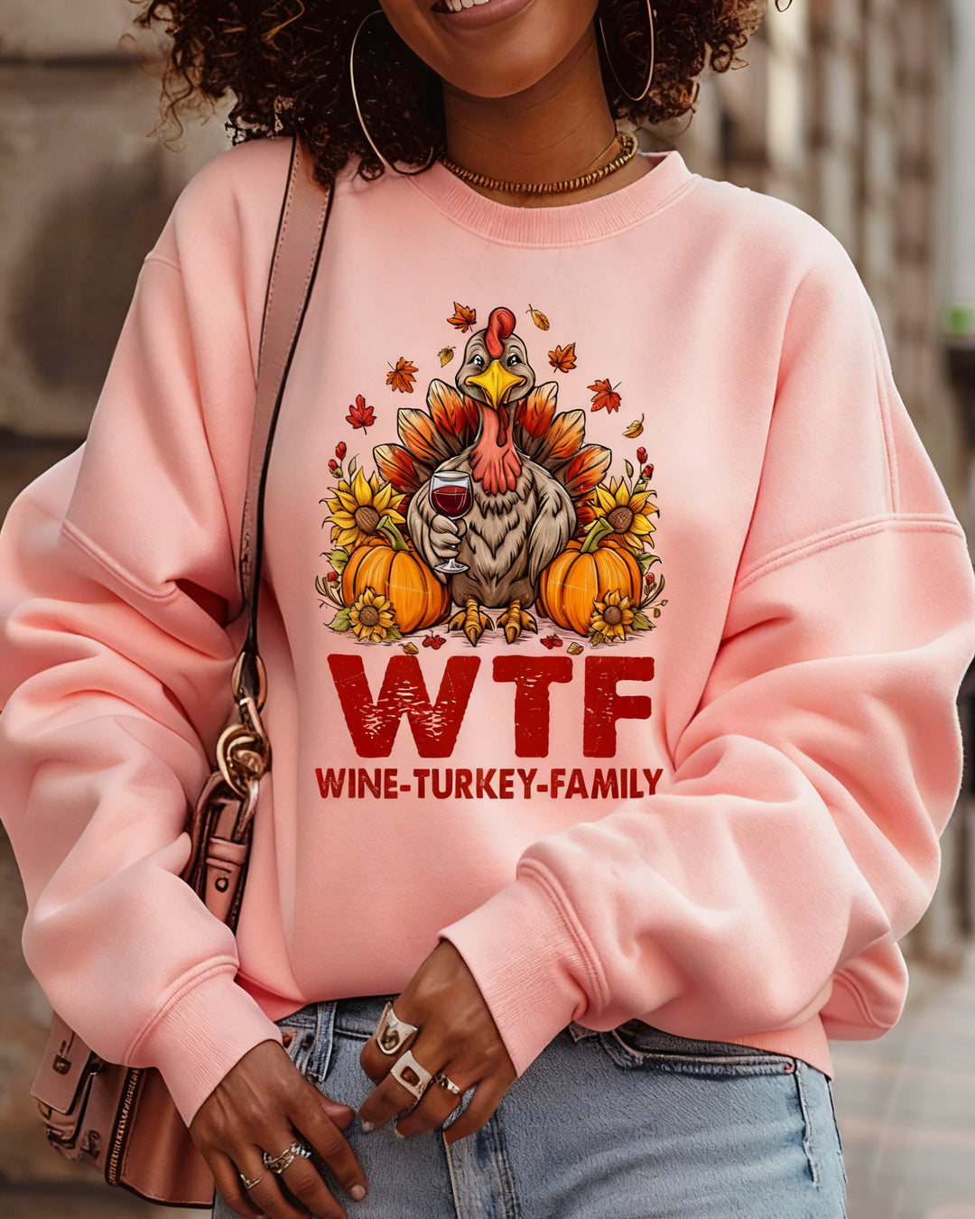 Thanksgiving Turkey Pumpkin Crewneck Long Sleeve Sweatshirt