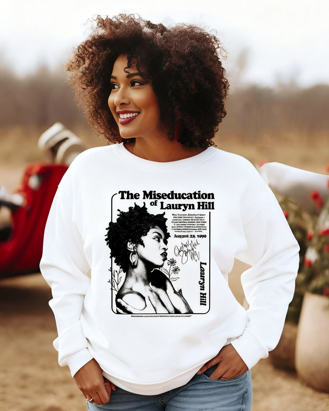 Vintage Lauryn Hil Print Crewneck Long Sleeve Sweatshirt