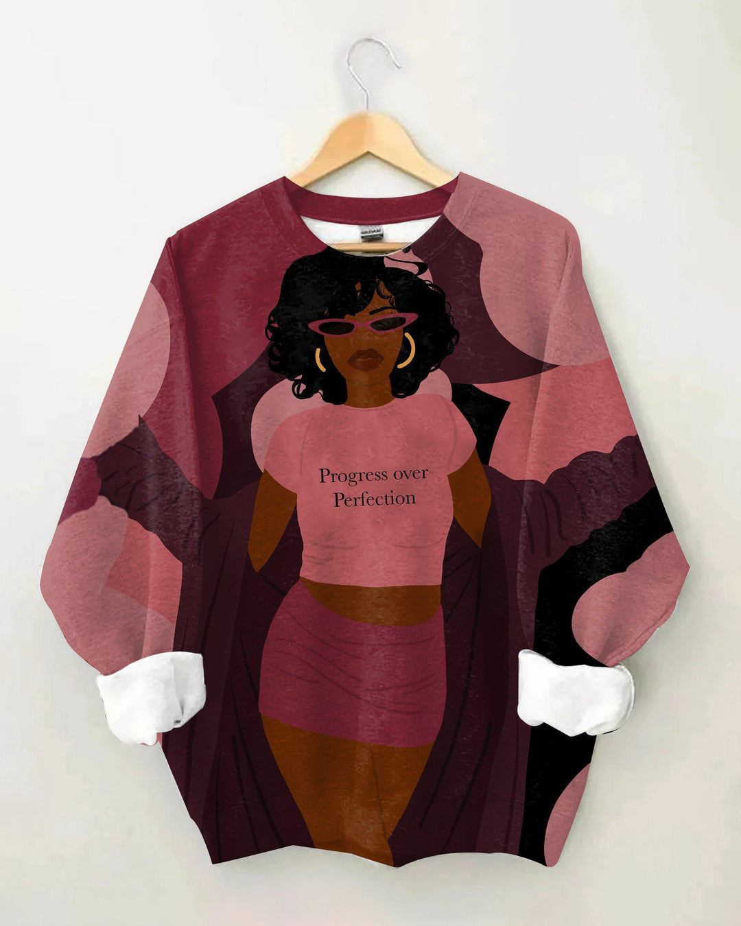 Short Hair Wearing Sunglasses Brown Girl Long Sleeve Sweatshirt