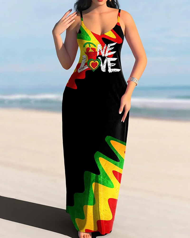 Sexy onelove printed sling casual dress