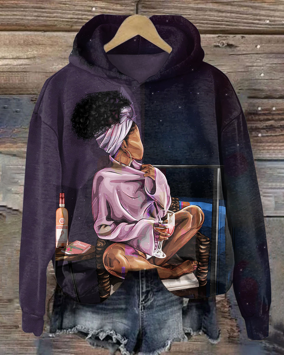 Appreciate Your Energy Cartoon Prints Long Sleeve Hoodie