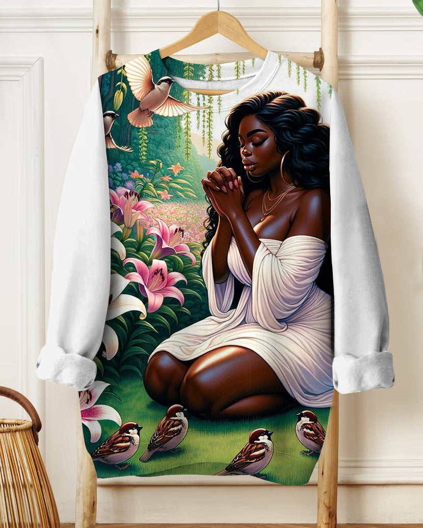 Praying for Brown Girls Crewneck Sweatshirt