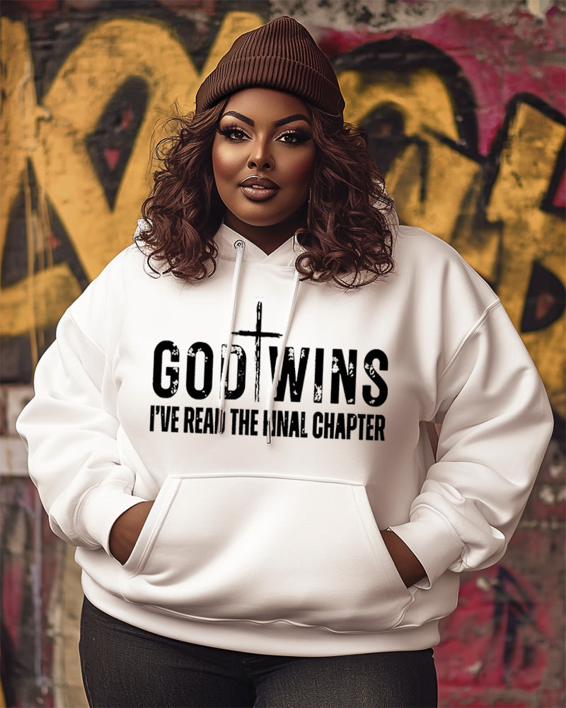Women's Faith God Wins I Have Read The Final Chapter Pocket Long Sleeve Hoodie