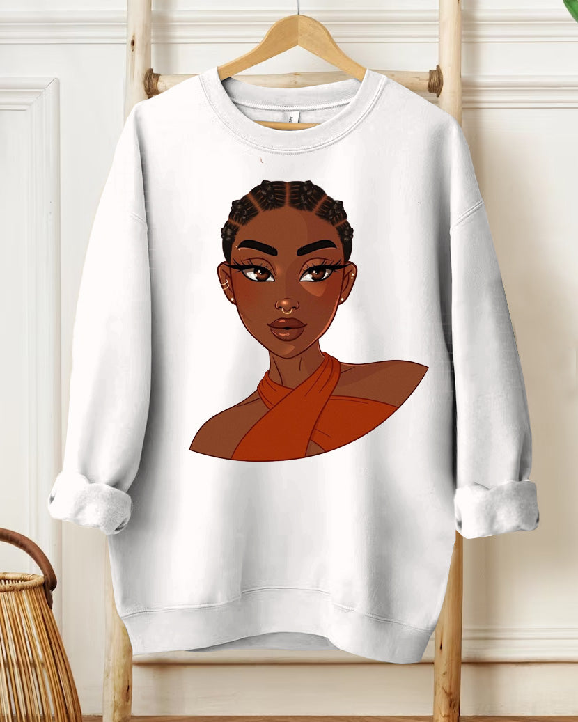 Cornrows Black Girls Print Long Sleeve Sweatshirt