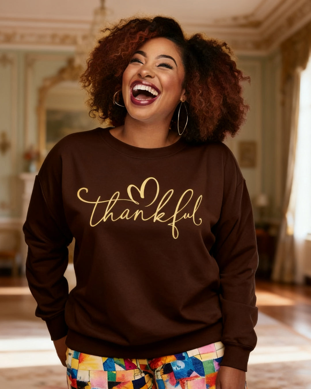 Thankful Lover Crewneck Long Sleeve Sweatshirt