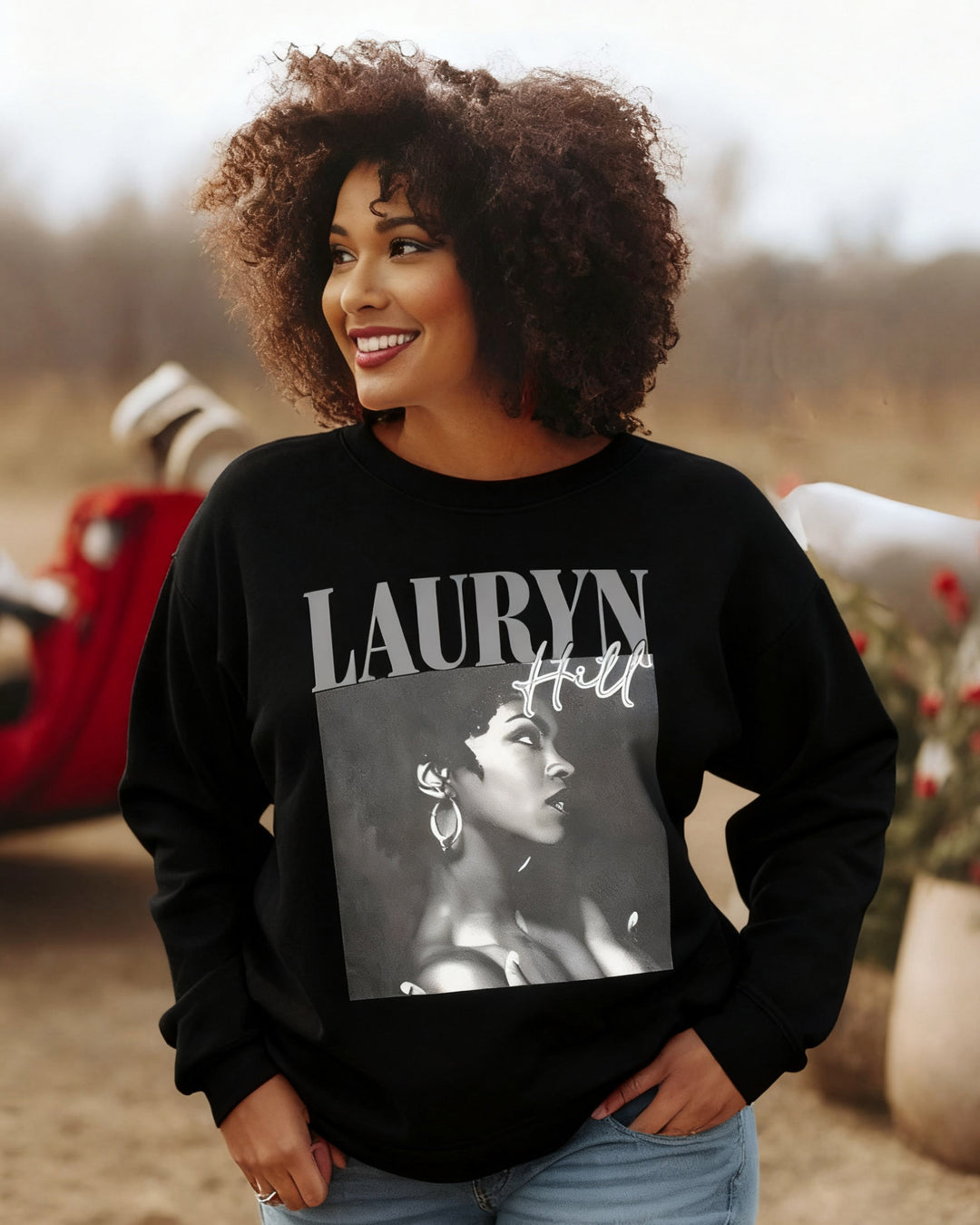 Music Lauryn Hill Graffiti Print Crewneck Long Sleeve Sweatshirt