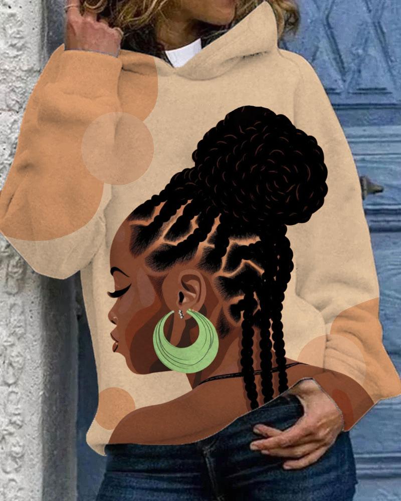 Women's Color Painting Art Black Girls Long Sleeve Hoodie