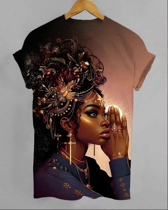 Spiritual Women African American Crew Neck Short Sleeve T-Shirt