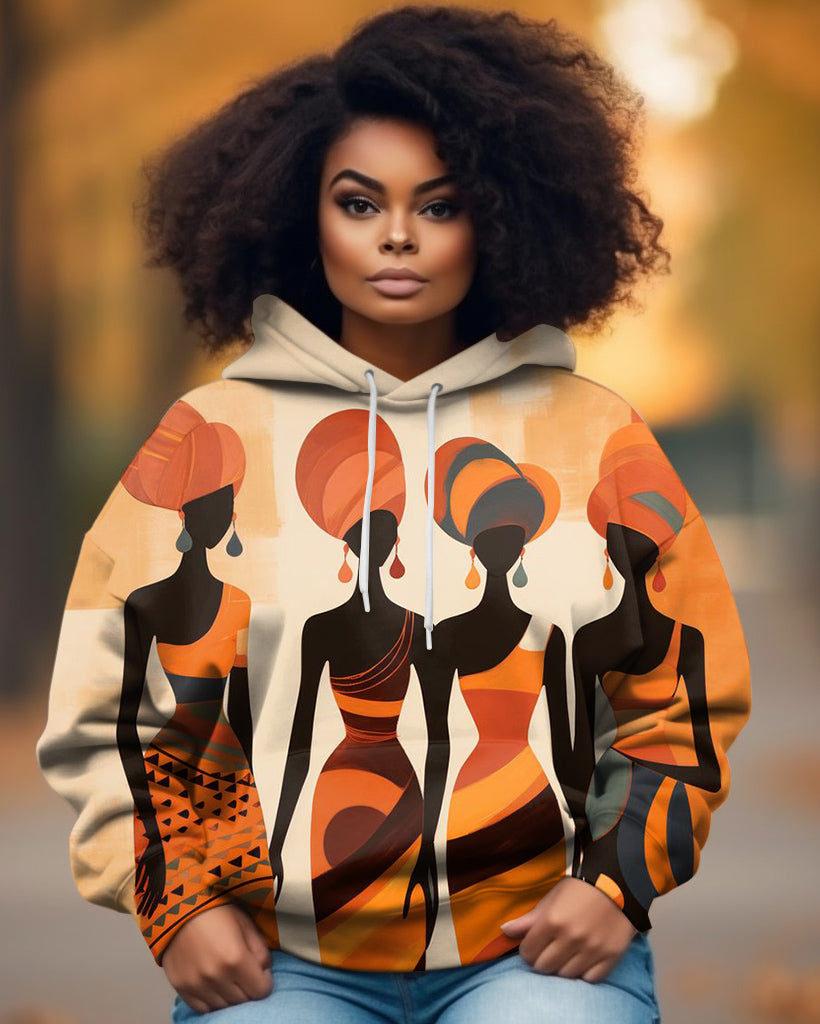 African Ethnic Woman Canvas Long-sleeved Hoodie