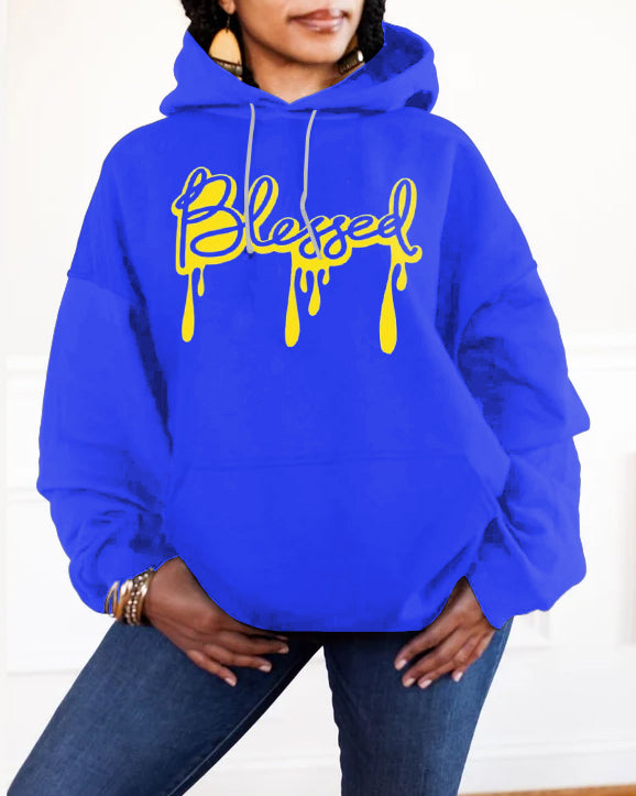 Blessed Jesus Letter Print Unisex Long-sleeved Hoodie