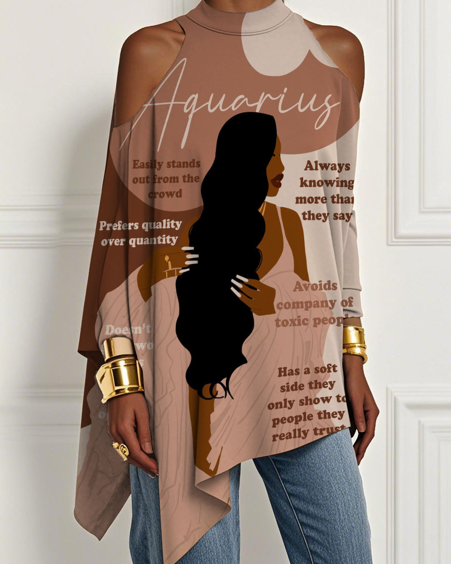 Aquarius Girly Season Irregular Off-shoulder Top