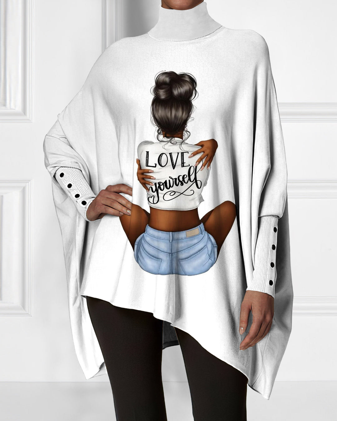 Love Yourself Irregular High Neck Top