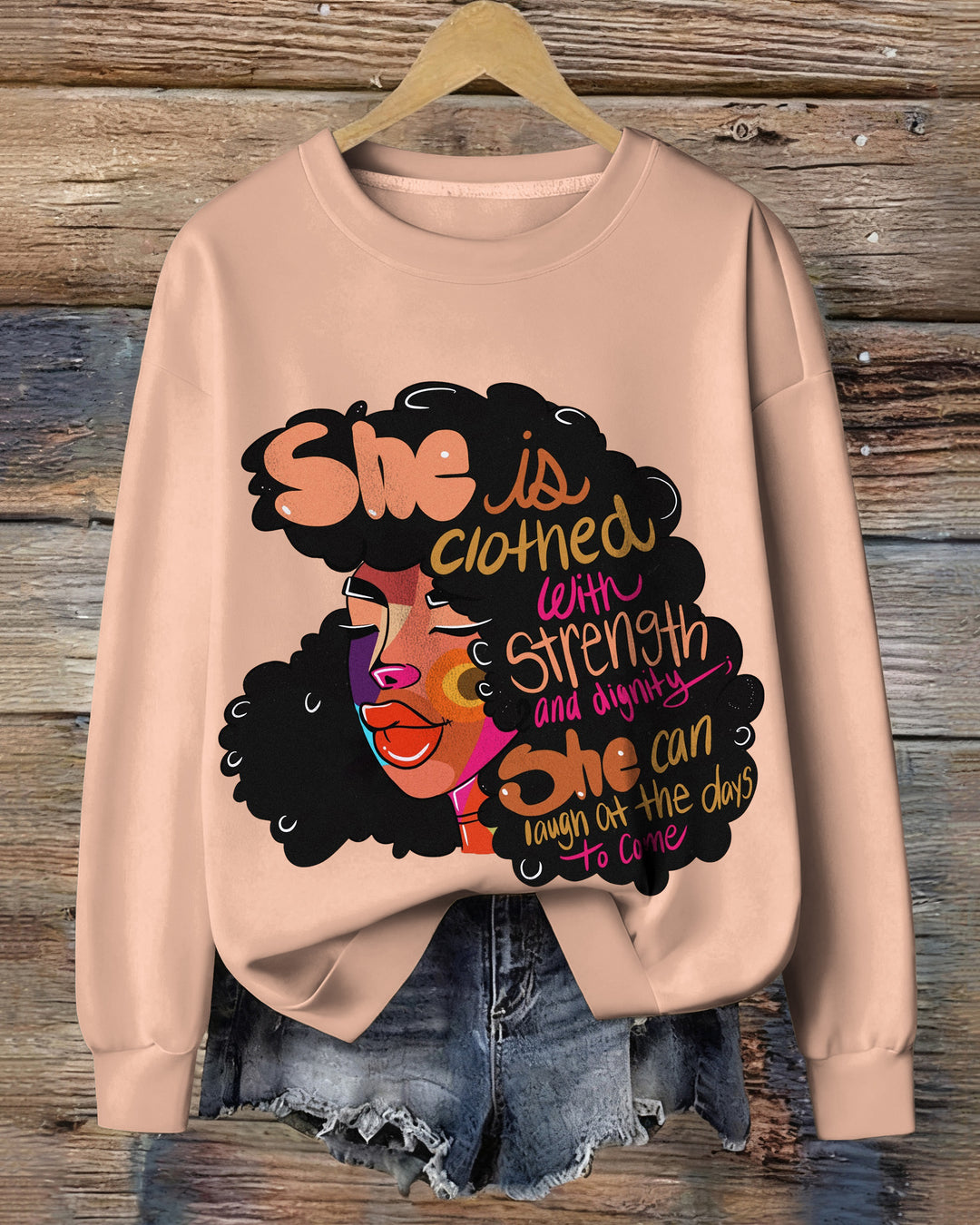 She Is Clothed with Strength and Dignity Crewneck Long Sleeve Sweatshirt