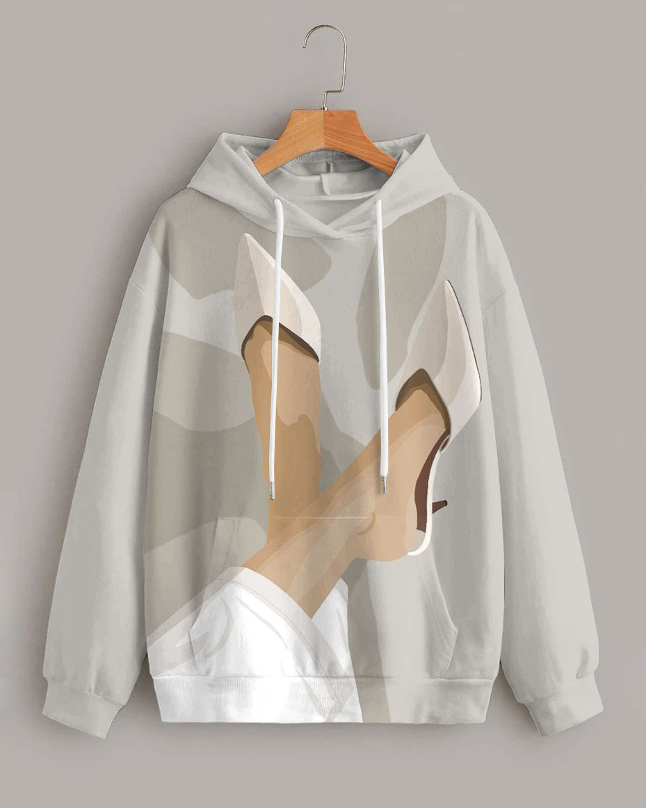 Women's Colorblock Elegant High Heel Print Long-sleeve Hoodie
