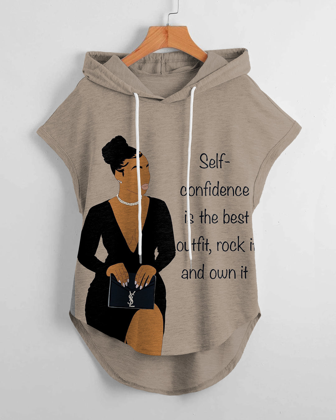 Confident Is The Best Outfit Hem Drawstring Hooded Tee