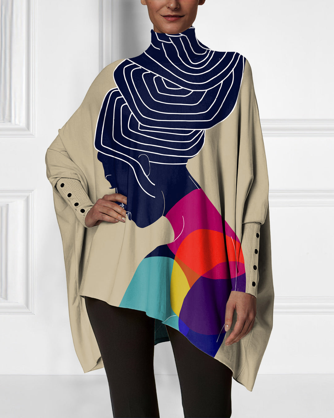 Melanin Black Women Art Irregular High Neck Top