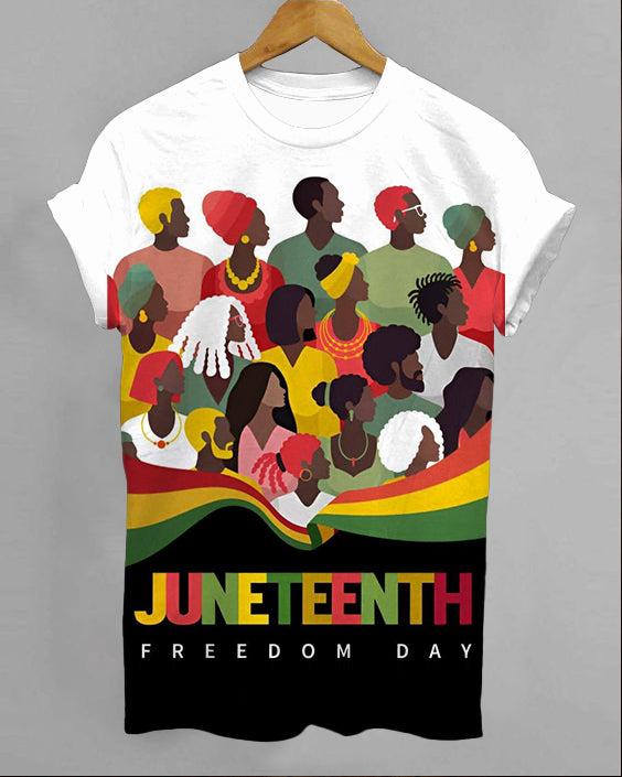 Juneteenth Freedom Day Crew Neck Short Sleeve T-shirt