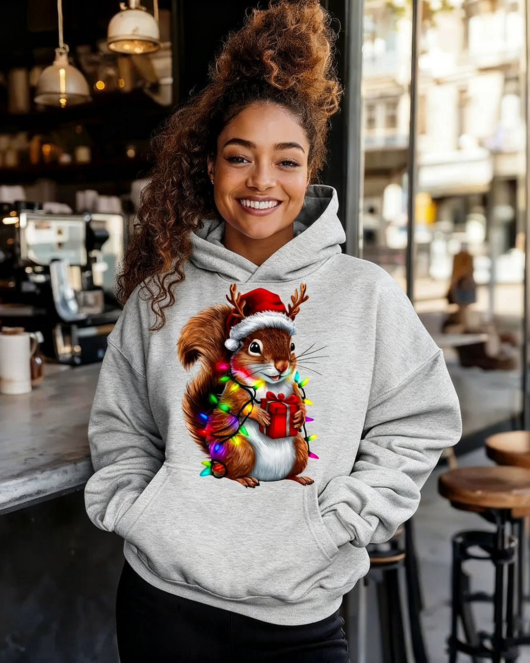 Squirrel Christmas Lights Long-sleeved Hoodies