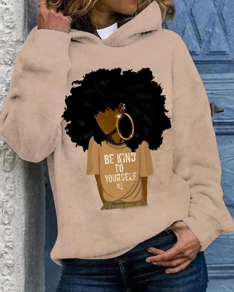 Curly Hair T-Shirt Girls Long Sleeves Hoodie