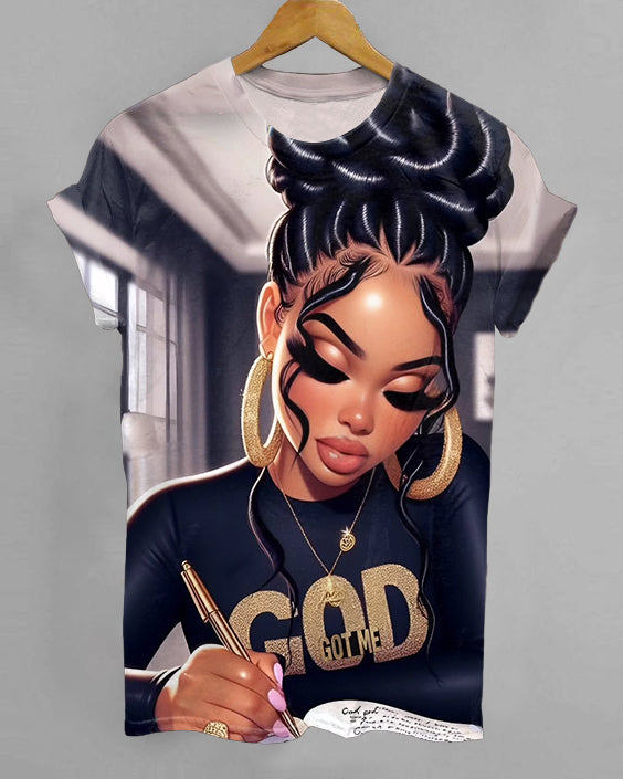 God Got Brown Suger Crew Neck Short Sleeve T-shirt