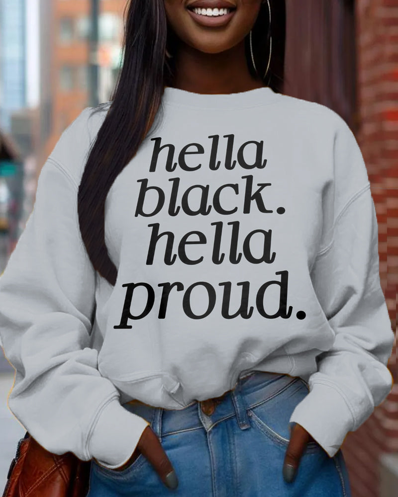 Hello Black Crew Neck Top