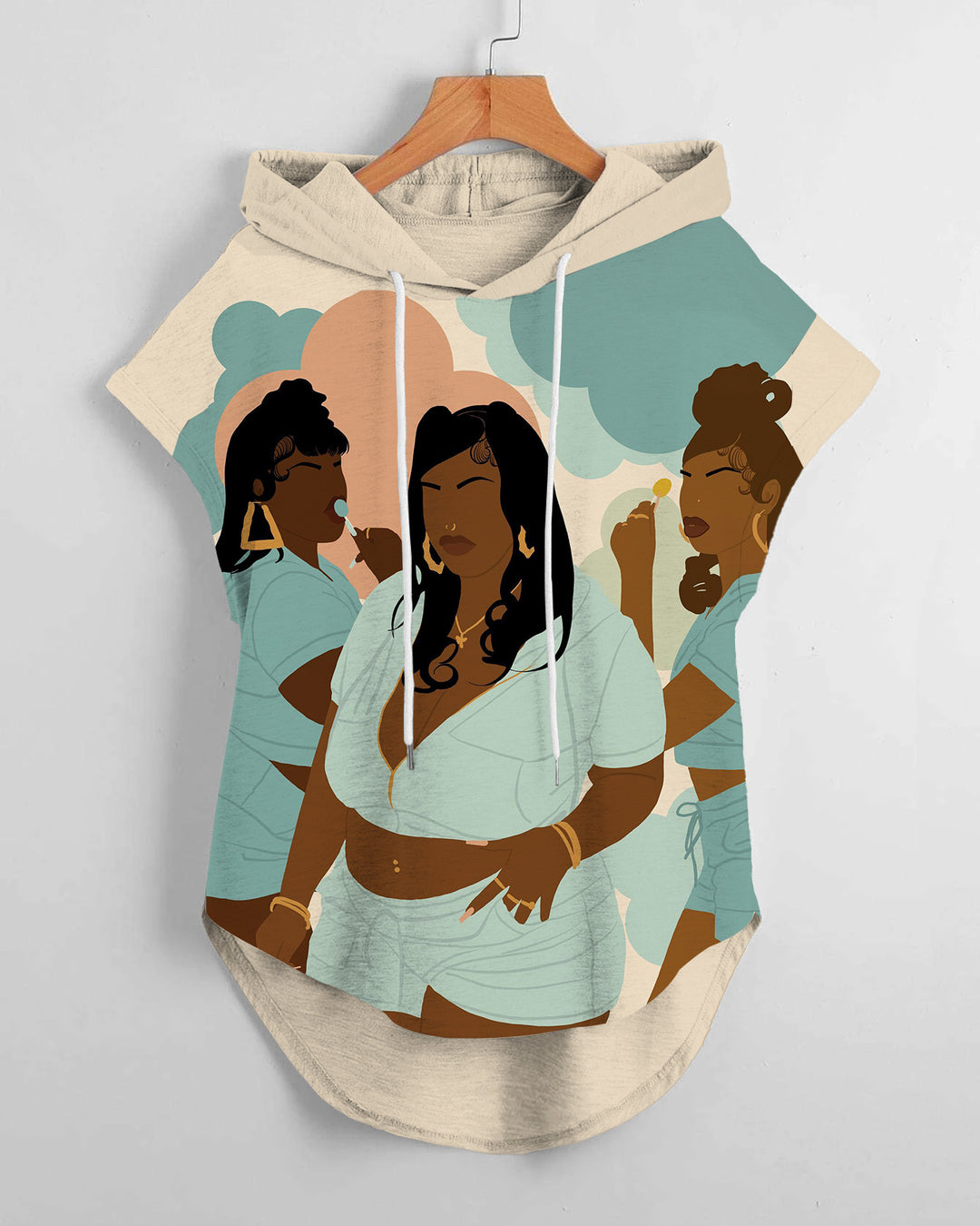 Lollipop Black Sisters Drawstring Hooded Tee
