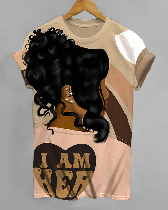 Brown Girl I Am She Crew Neck Short Sleeve T-shirt