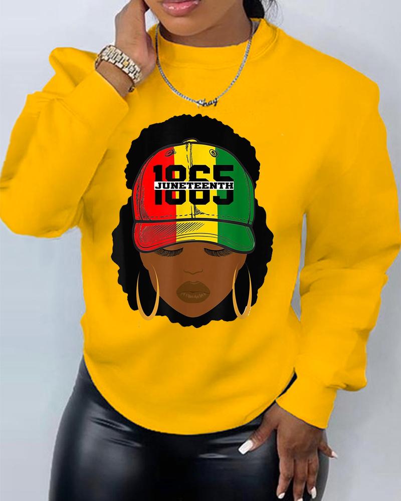 Black Girl Head 1865 Printed Round Neck Ladies Sweatshirt