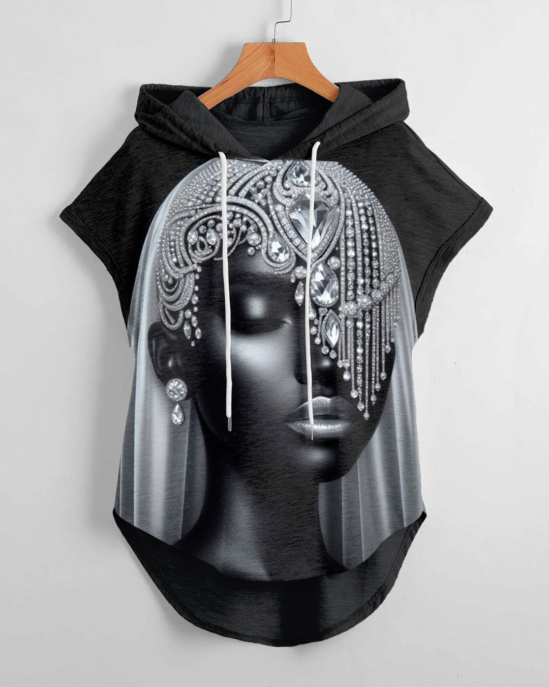 Black Diamond Veil Drawstring Hooded Tee
