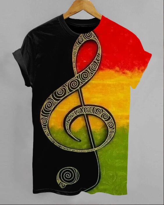 Juneteenth Gradient Music Note Print Women's Round Neck T-Shirt