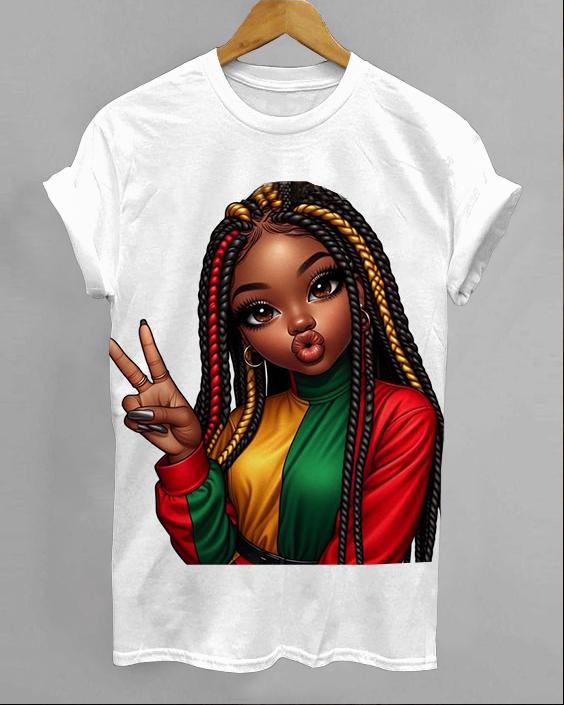 Cute Happy Girl with Braids Unisex Short Sleeve Tshirt