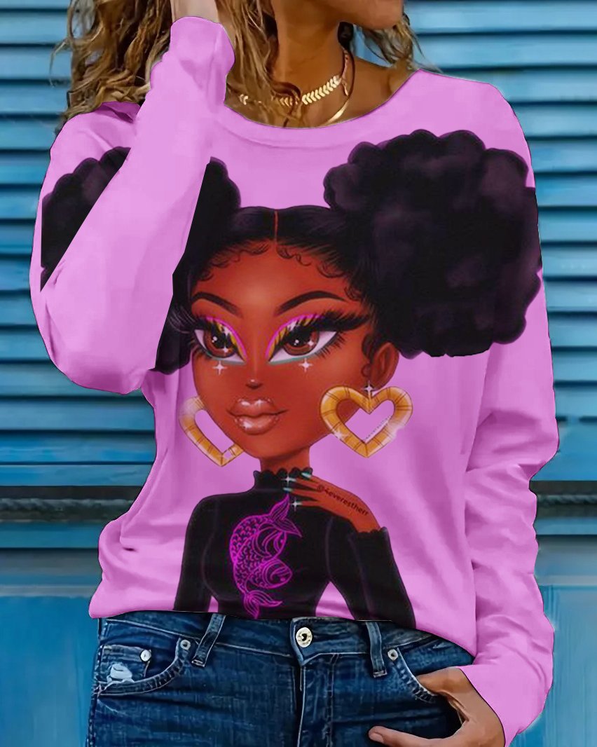 Love Earrings Brown Girl Long Sleeve T-shirt
