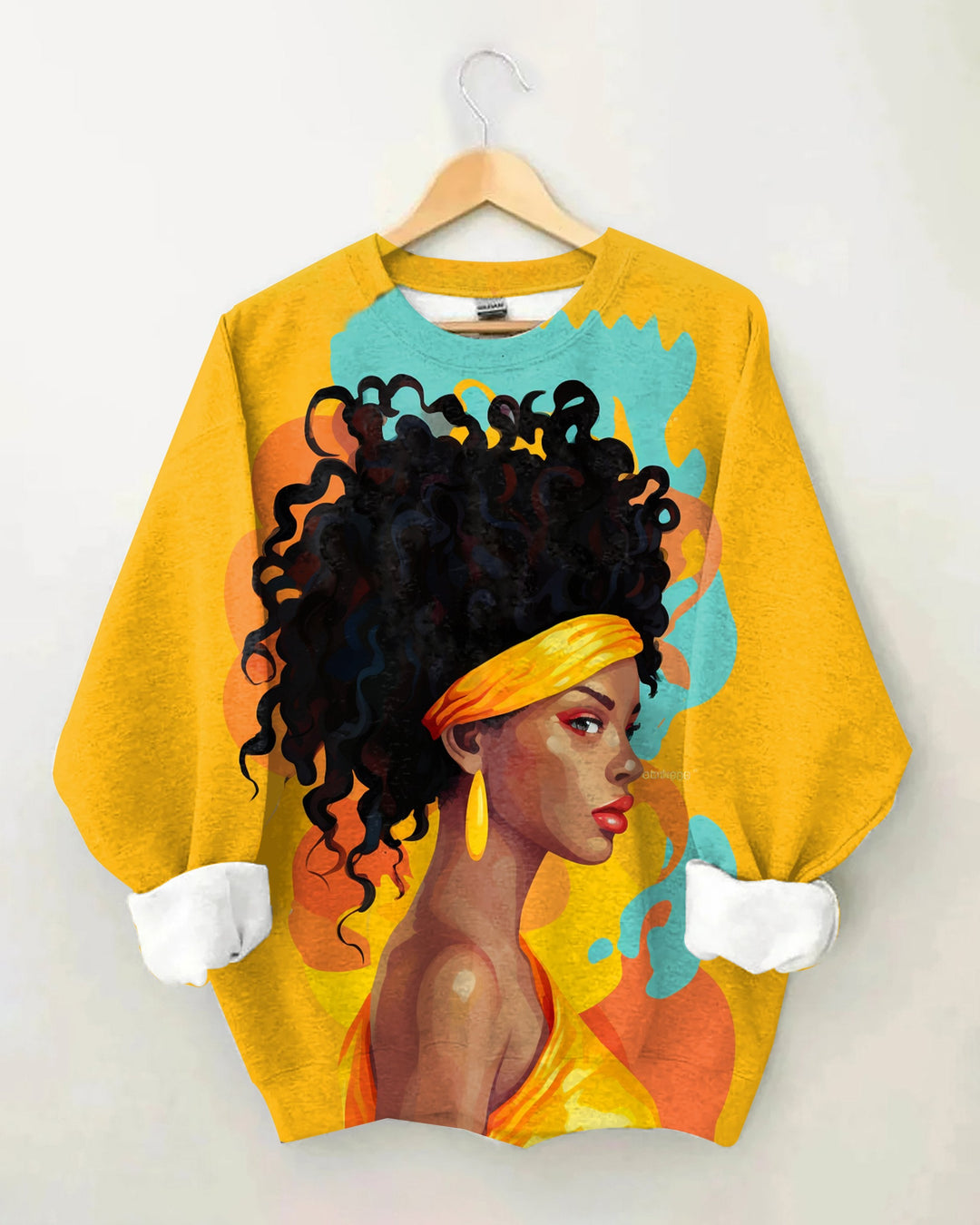 Hijab Afro Brown Woman Long Sleeve Sweatshirt