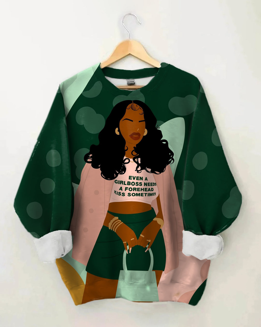 Brown Girl Suit Shopping Long Sleeve Sweatshirt