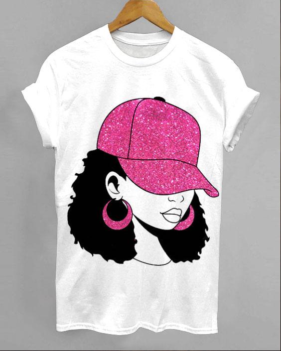 Afro Girl Wearing Hat Short Sleeve Tshirt